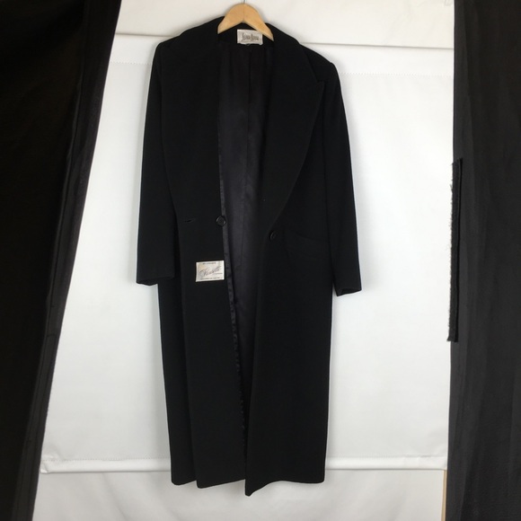 Vintage Fleurette of California 100% Cashmere Long Coat Neiman Marcus Black - Picture 9 of 14